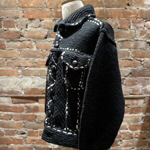 Kapital Wool Hand Knit Cowichan G Jacket Black - Size F (One Size)